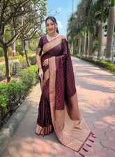 Womens Fashion Ethnic Banarasi Maroon Color Sarees-MLSHWSA1859MRN